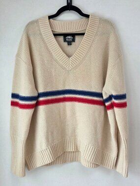 NWT Roots Westwood Sweater Wool Alpaca Light Fog Tan Preppy Academia XL